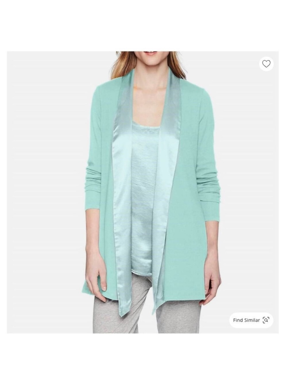 PJ Harlow Shelby Teal Satin Trimmed Robe w/ Pockets Size S